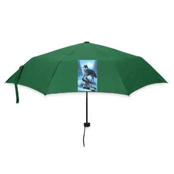 Wolf | Raubtier | Hund | Mystisch - Regenschirm (klein) - Flaschengrün - Vorne
