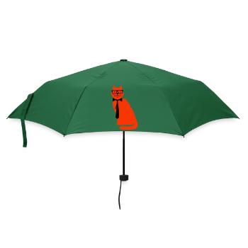 Schlaue Nerd Katze Hornbrille Geek Krawatte Brille - Regenschirm (klein) - Flaschengrün - Vorne