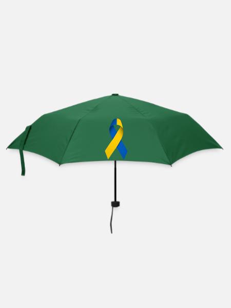 Ukrainische Solidaritätsschleife - Regenschirm (klein) - Flaschengrün