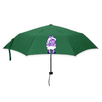 Schaf Beleidigt Mädchen Frau Verschränkte Arme - Regenschirm (klein) - Flaschengrün - Vorne