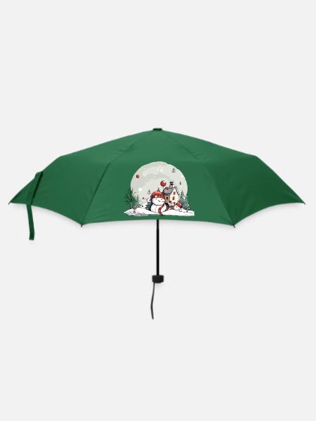 Weihnachtliche Landschaft - Regenschirm (klein) - Flaschengrün