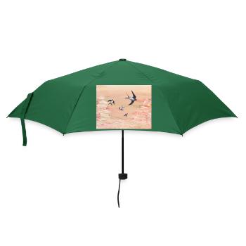 Abstrakt Apricot und Schwalben - Regenschirm (klein) - Flaschengrün - Vorne