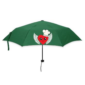 Koch Herz himmlisch Kochen Gastgeber Köchin - Regenschirm (klein) - Flaschengrün - Vorne