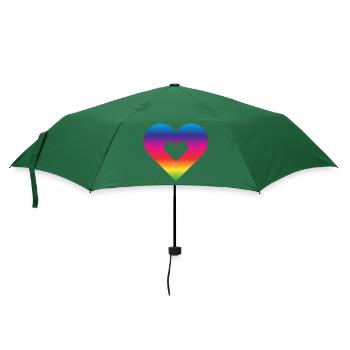 Regenbogen Herz Homosexualität LGBT Liebe - Regenschirm (klein) - Flaschengrün - Vorne