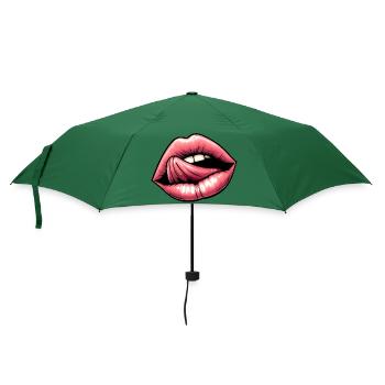 Hübsche Lippen und sexy Zunge - Sinnlicher Charme - Regenschirm (klein) - Flaschengrün - Vorne