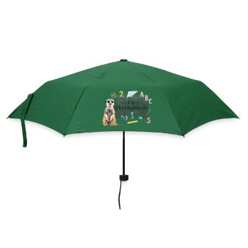 Erdmännchen Einschulung - Regenschirm (klein) - Flaschengrün - Vorne