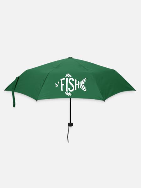Fisch Knochen Skelett Fischgräte Fischen - Regenschirm (klein) - Flaschengrün