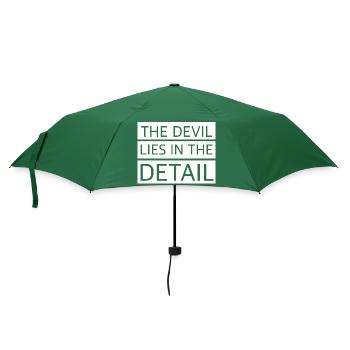Der Teufel liegt im Detail | lustige Sprüche - Regenschirm (klein) - Flaschengrün - Vorne