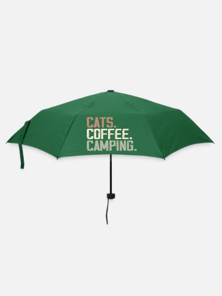 Retro Katzen Kaffee Camping Lustige Camper - Regenschirm (klein) - Flaschengrün