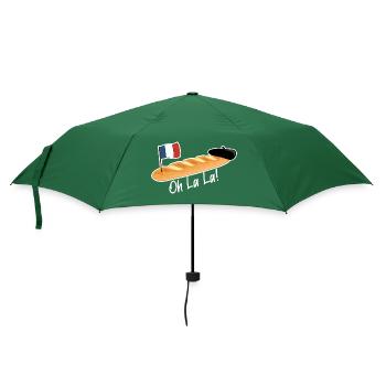 Baguette - Oh La La Französisch - Regenschirm (klein) - Flaschengrün - Vorne
