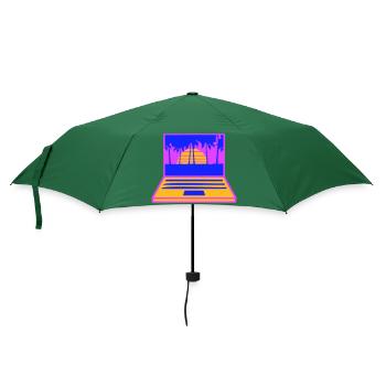 Laptop Computer Bildschirm Palmen PC Streifen Nerd - Regenschirm (klein) - Flaschengrün - Vorne