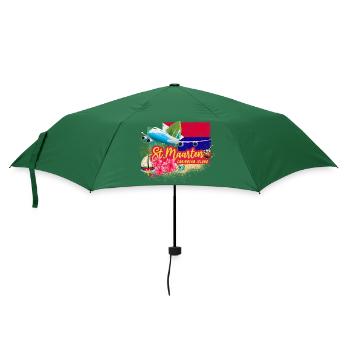 St. Maarten Retro Karibik Vintage Insel Souvenir - Regenschirm (klein) - Flaschengrün - Vorne