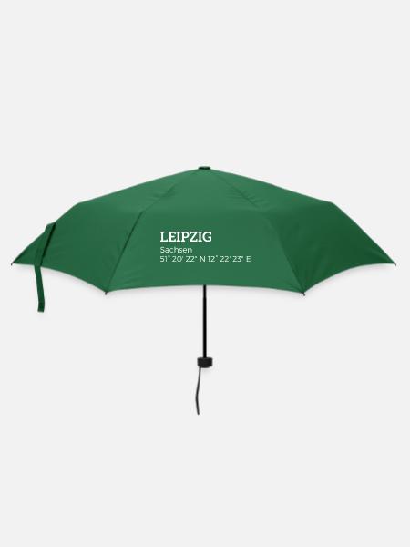Leipzig Sachsen Koordinaten - Regenschirm (klein) - Flaschengrün