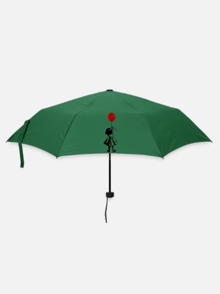 Mädchen mit rotem Ballon - künstlerischer Stil - Regenschirm (klein) - Flaschengrün