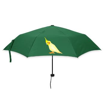 Realistischer gelber Cockatiel mit roten Backen - Regenschirm (klein) - Flaschengrün - Vorne