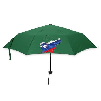 Slowenien Flagge in der Slowenien Landkarte SI - Regenschirm (klein) - Flaschengrün - Vorne