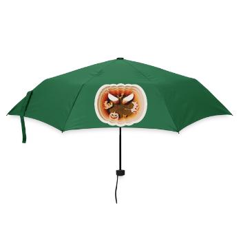 Halloween Kürbis Scherenschnitt Style - Regenschirm (klein) - Flaschengrün - Vorne