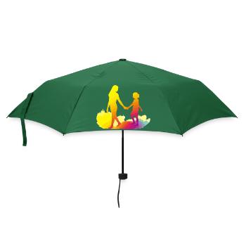 Mutter und Tochter - Regenschirm (klein) - Flaschengrün - Vorne
