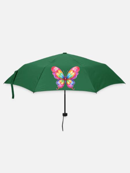 Fantasie Schmetterling Illustration - Regenschirm (klein) - Flaschengrün
