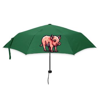 Minimalistisches schönes kleines Schwein - Regenschirm (klein) - Flaschengrün - Vorne