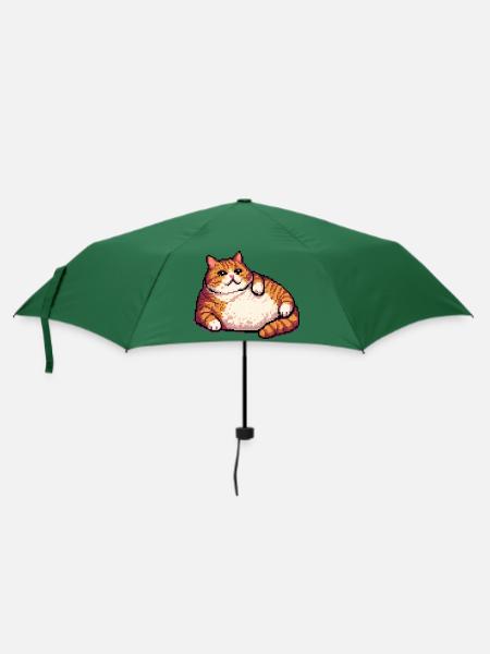 Fette Ingwerkatze Pixelkunst - Regenschirm (klein) - Flaschengrün