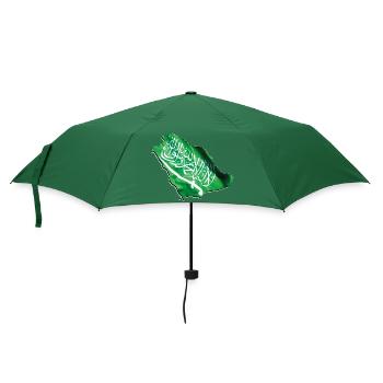 Saudi-Arabien Flagge in Saudi-Arabien Landkarte - Regenschirm (klein) - Flaschengrün - Vorne