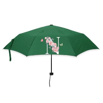 Buchstabe n rosa Blumen - Regenschirm (klein) - Flaschengrün - Vorne