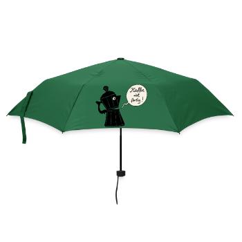 Kaffee ist fertig (Kontur) - Regenschirm (klein) - Flaschengrün - Vorne