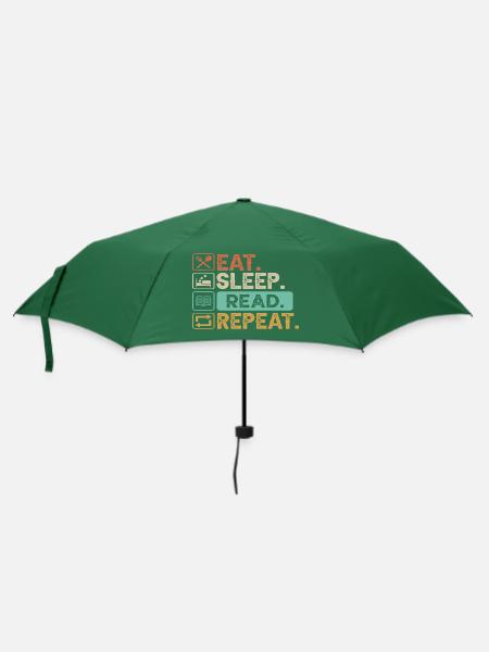 Eat Sleep Read Repeat - Regenschirm (klein) - Flaschengrün