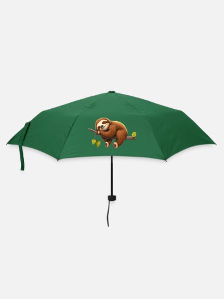 Schlafendes Faultier liegt auf einem Ast - Regenschirm (klein) - Flaschengrün