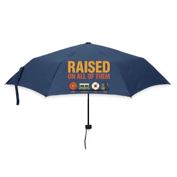 Aufgewachsen mit all diesen Vintage-Musik-Retro-Liebhabern - Regenschirm (klein) - Navy - Vorne