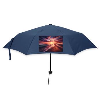 Poster Gemälde Sonnenuntergang am Strand - Regenschirm (klein) - Navy - Vorne