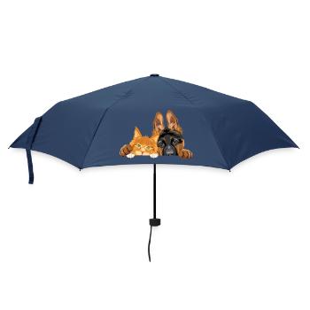 Petit chiot Berger allemand mignon et chat Maine Coon - Parapluie standard - marine - Devant