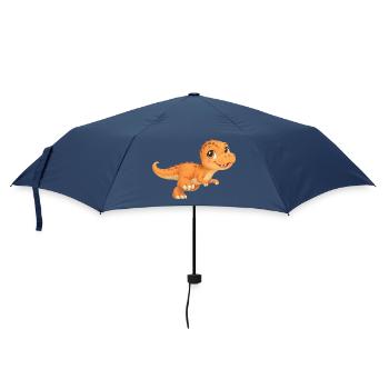 Süßer kleiner T‑Rex – orangefarbener Dinosaurier - Regenschirm (klein) - Navy - Vorne