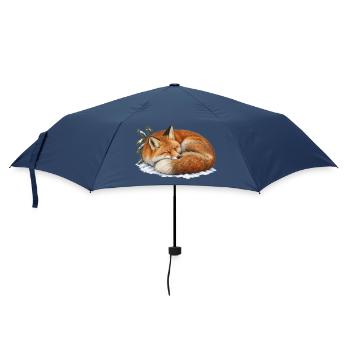 Roter Fuchs rollte sich unter dem ersten Schnee zusammen - Regenschirm (klein) - Navy - Vorne