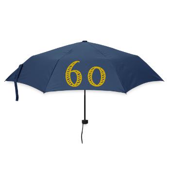 60. 60 JAHRE. 60-JÄHRIGES JUBILÄUM. 60. GEBURTSTAG. - Regenschirm (klein) - Navy - Vorne
