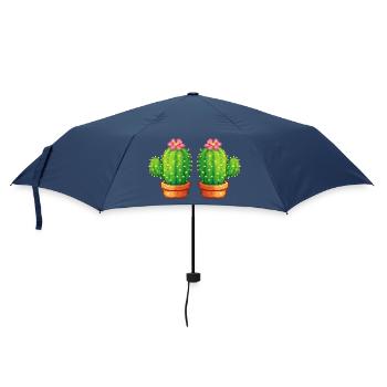 Pixel Cactus Twins in Pot - Umbrella (small) - navy - Front