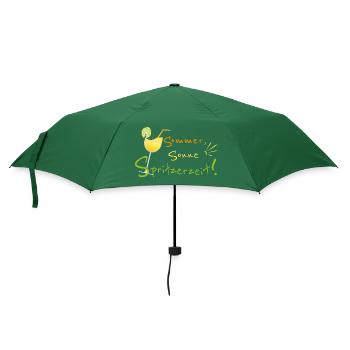 Sommer, Sonne, Spritzerzeit! Weinglas - Regenschirm (klein) - Flaschengrün - Vorne