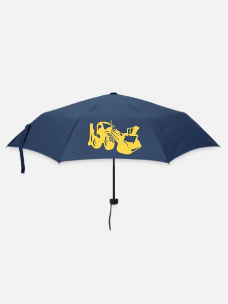 Bagger Radlader Baugeräteführer Silhouette - Regenschirm (klein) - Navy