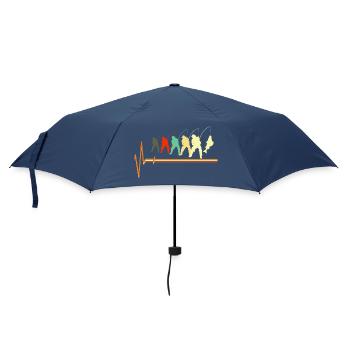 Retro Fishing Heartbeat EKG Pulse Fisherman Lover - Umbrella (small) - navy - Front