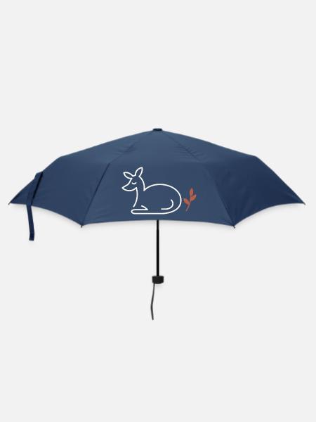 Ruhendes Reh – Minimalistische Linienkunst - Regenschirm (klein) - Navy