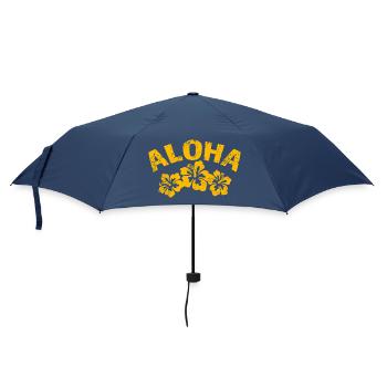 Aloha Hibiskus Tropen-Print - Regenschirm (klein) - Navy - Vorne