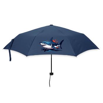 Blue Deep Sea Shark with Red Splashes White Shark - Umbrella (small) - navy - Front