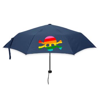 Regenbogen Totenkopf - Regenschirm (klein) - Navy - Vorne