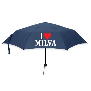 T-Shirt Name I love Milva T-Shirt Geschenkidee - Regenschirm (klein) - Navy - Vorne