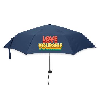 Retro Regenbogen-Selbstliebe - Regenschirm (klein) - Navy - Vorne