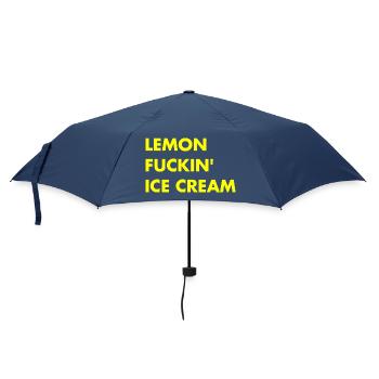 Lemon Cream - yellow lettering - Umbrella (small) - navy - Front