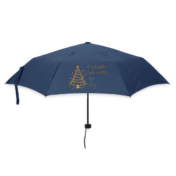 Friedvolle Weihnachten im Wald Hirsch Christbaum - Regenschirm (klein) - Navy - Vorne