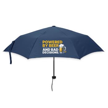 Powered by Beer & Bad Decisions – Lustiges Shirt - Regenschirm (klein) - Navy - Vorne
