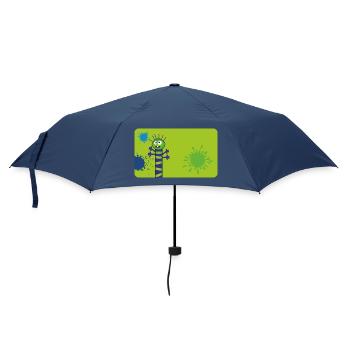 Langes dünnes Monster & Farbkleckse - grün blau - Regenschirm (klein) - Navy - Vorne